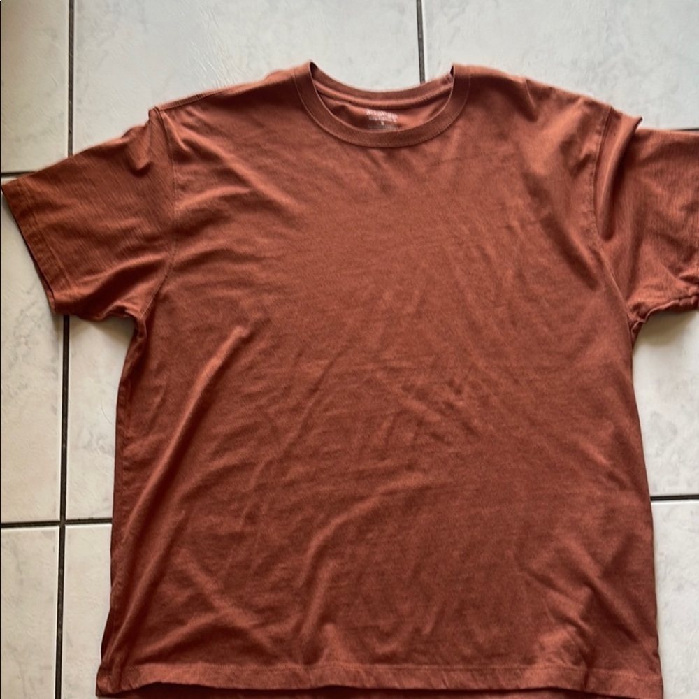 St. John’s Bay Heritage Brown Short Sleeve Tee Soft Cotton Crew Neck